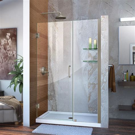 Dreamline Unidoor 45 Inch To 46 Inch X 72 Inch Frameless Hinged Pivot Shower Door In Brush