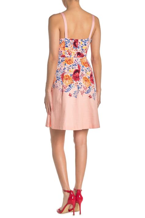 Guess Floral Sweetheart Sleeveless Fit And Flare Dress Nordstrom Rack