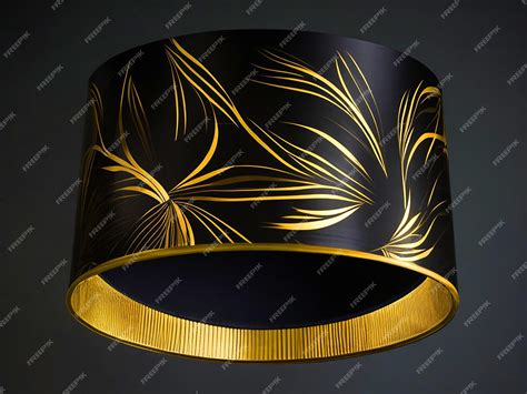 Premium Photo Black And Gold Lampshade With Black Background Image