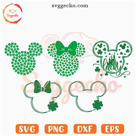 Mouse Ears Shamrocks Svg Bundle Mickey Minnie Head St Patricks Day