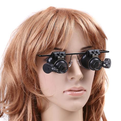 20X LED Double Eye Repair Magnifier Glasses Mini Loupe Lens Magnifying