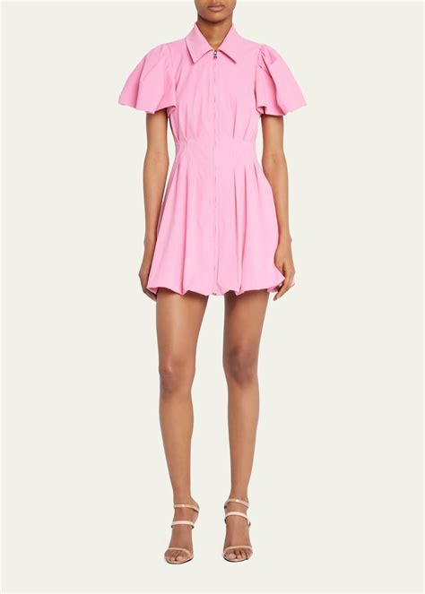 Simkhai Callista Zip Front Tech Puff Sleeve Mini Dress Bergdorf Goodman