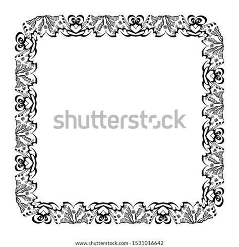 Frame Border Batik Style Doodle Style Stock Vector Royalty Free