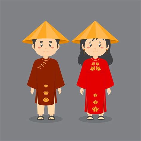 Couple Characters Wearing Vietnam National Dress Couples Characters