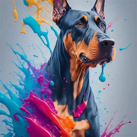 Una Pintura De Un Perro Doberman Foto Premium