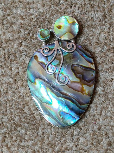 Abalone Shell Pendant Sterling Silver 925 Etsy