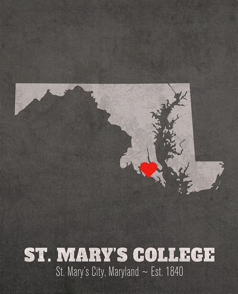 St Marys College Of Maryland St Marys City Maryland Founded Date Heart Map Mixed Media By