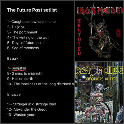 Iron Maiden Tour Setlists For Elset Horatia