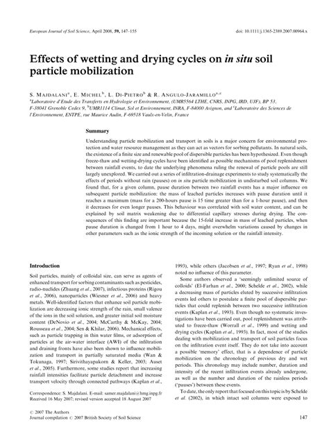 PDF Effects Of Wetting And Drying Cycles On In Situ Soil Particle