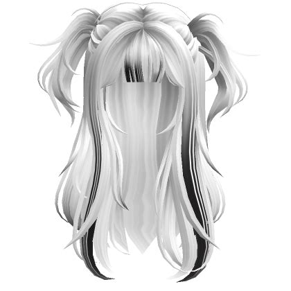 Messy Wolf Cut Hair Pigtails White Black Roblox