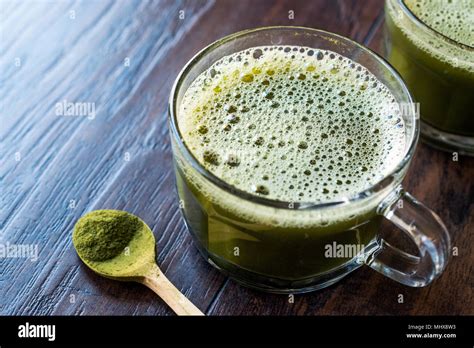 Hot Organic Green Matcha Tea In Glass Organic Beverage Stock Photo Alamy