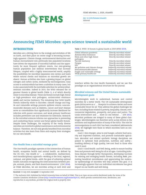 Announcing FEMS Microbes open science toward a sustainable world | PDF ...