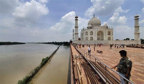 Yamuna River Reaches The Iconic Taj Mahals Outer Walls In India After