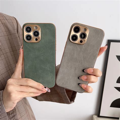 Funda De Cuero Para Tel Fono Iphone Carcasa De Piel De Cordero Con