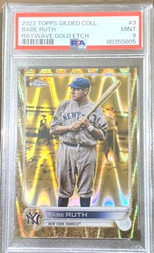 Babe Ruth Psa Yankees Baseball Card Topps Chrome Gilded Wave