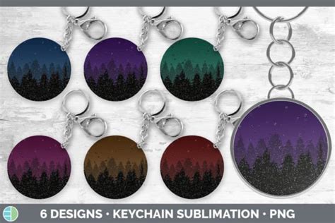 Night Skyline Keychain Bundle Keyring Graphic By Enliven Designs