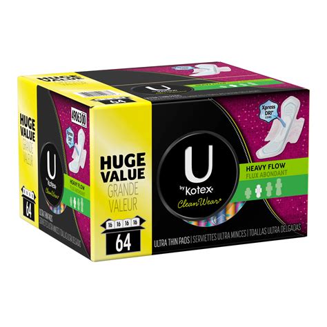 U By Kotex Cleanwear Heavy Flow Ultra Thin Pads With Wings Shop Pads