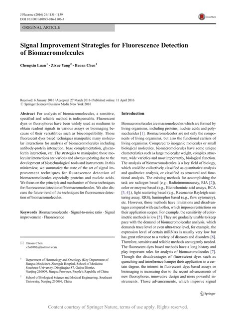 Signal Improvement Strategies For Fluorescence Detection Of