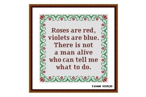 Roses Are Red Meme Funny Cross Stitch Graphic by Tango Stitch · Creative Fabrica