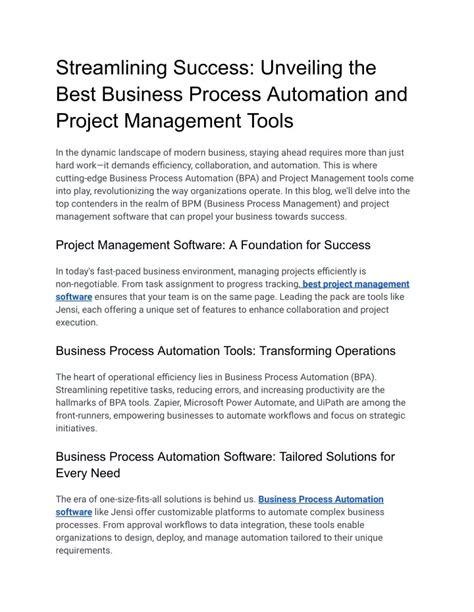 Ppt Streamlining Success Unveiling The Best Business Process