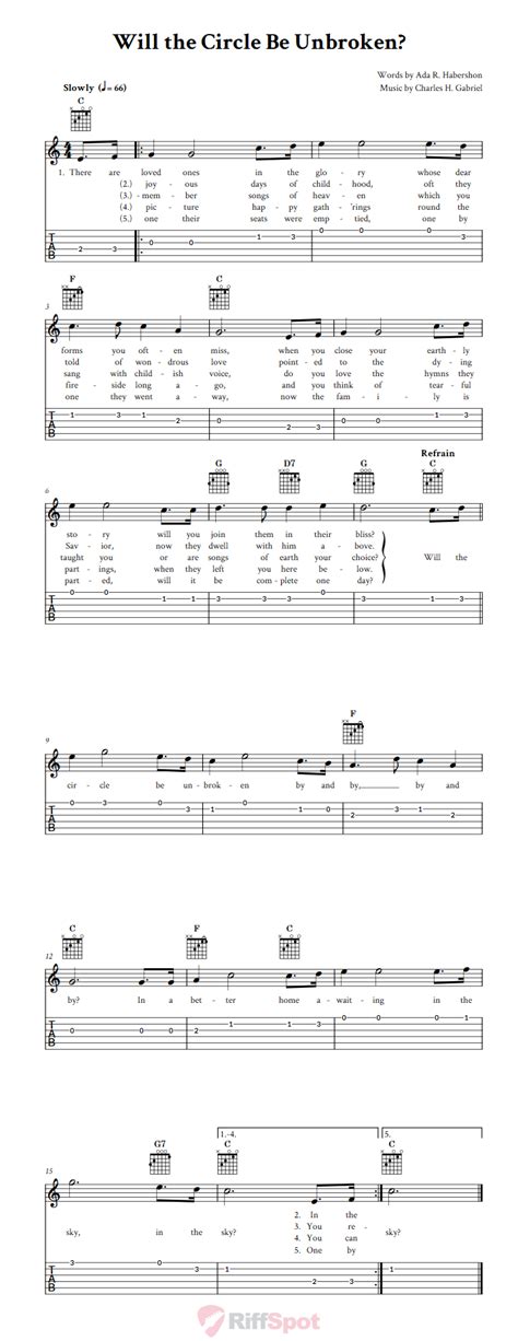 Will The Circle Be Unbroken Easy Guitar Sheet Music And Tab With