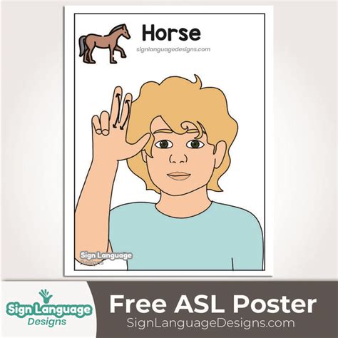 Free ASL Sign Poster – Horse | Asl signs, Sign poster, Asl sign language