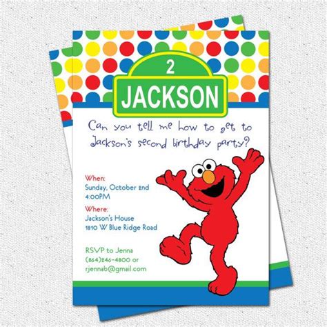 Invitation Etsy Sesame Street Birthday Invitations Elmo Sesame