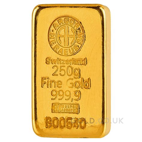 Heraeus 250g Cast Gold Bar Uk From £17337