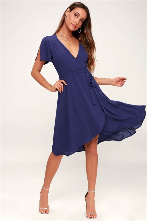 Rise To The Occasion Royal Blue Midi Wrap Dress Wrap Dress Midi Wrap