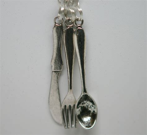 Knife Fork And Spoon Necklace Fun Silverware Jewelry 2111 Etsy