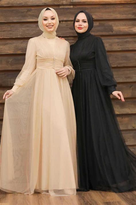 Beige Hijab Evening Dress 5478bej Neva