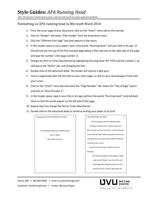 Fillable Online Style Guides: APA Running Head Fax Email Print - pdfFiller