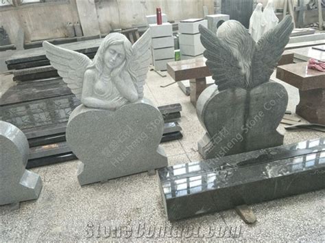 Grey Granite Angel Tombstones Heart Monument From China