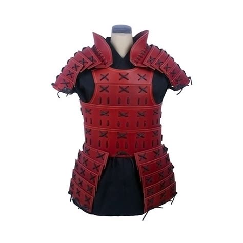 By The Sword Leather Samurai Armour Red Black