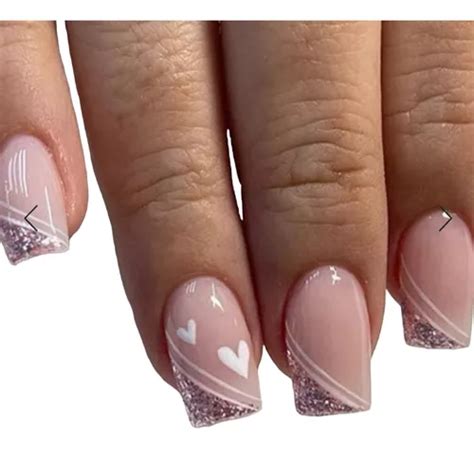 Kit Unha Postiça Curta Básica Coração Desenhada Nude MercadoLivre