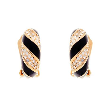 Christian Dior - Vintage black enamel ice earrings - 4element