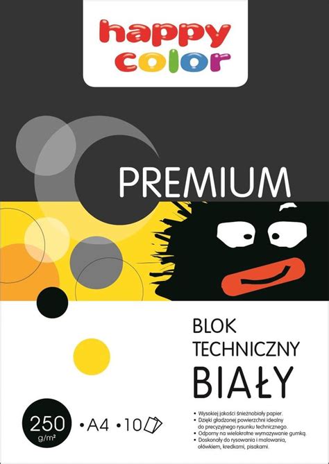 BLOK SZKOLNY TECHNICZNY BIAŁY PREMIUM 10 KARTEK 250G A4 GRUBE KARTKI