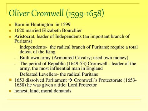 Ppt The Civil War And Oliver Cromwell Powerpoint Presentation Free