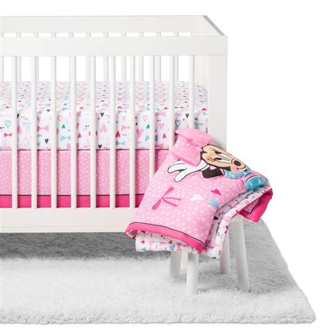 DisneyⒸ Crib Bedding Set Minnie Mouse 4pc All About The Bows
