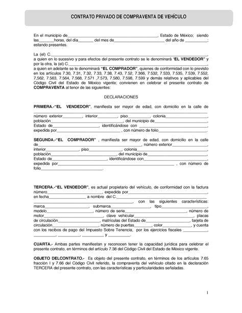 Formato De Contrato De Compraventa Pdf Image To U