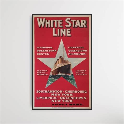 White Star Line Liverpool To New York Vintage Lithograph Plakatkunst