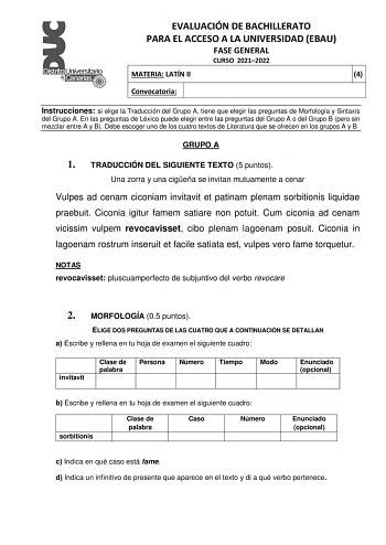 Examen De Lat N Ii De Canarias Ebau De Descargar Ex Menes