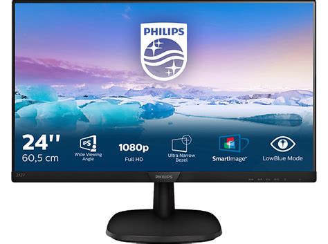 PHILIPS 243V7QDAB 24 Zoll Full-HD Monitor (4 ms Reaktionszeit, 75 Hz ...