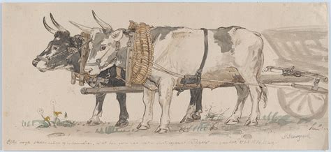 Peter Christian Thamsen Skovgaard Two Oxen Pulling A Cart The