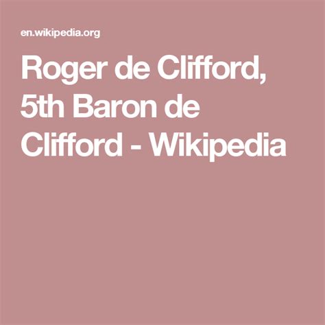 Roger De Clifford 5th Baron De Clifford Wikipedia Clifford Baron