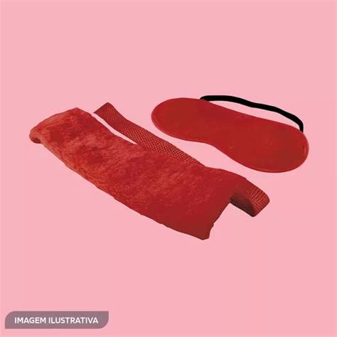 Kit Bondage Amarras Venda Vermelho 5Pçs Adão e Eva PRIVALIA