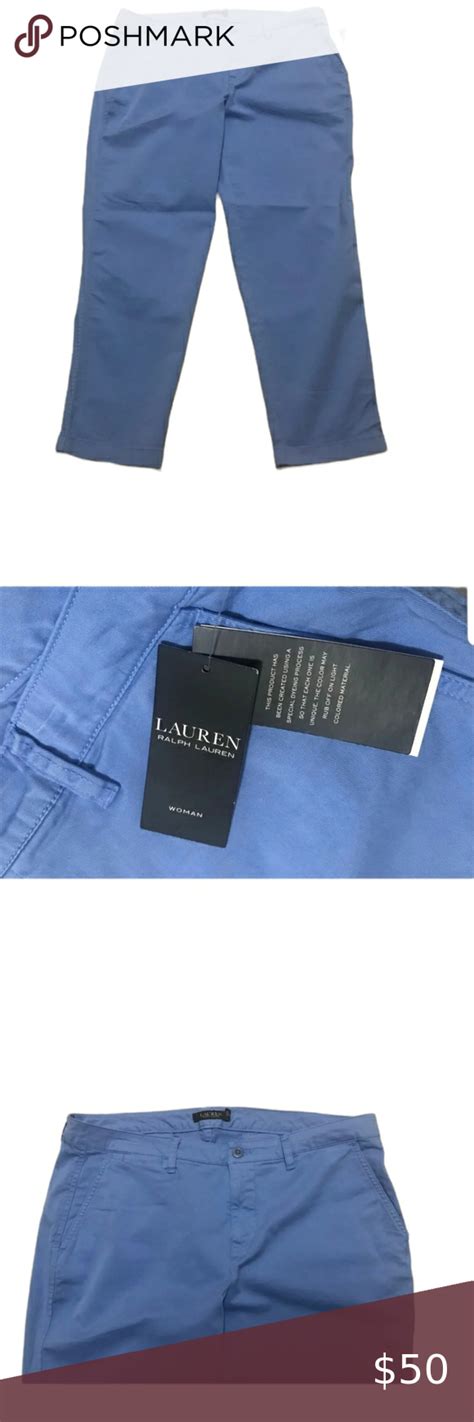 Nwt Woman S Size 14w Lauren Ralph Lauren Stretch Cotton Blue Trousers Blue Trousers Womens