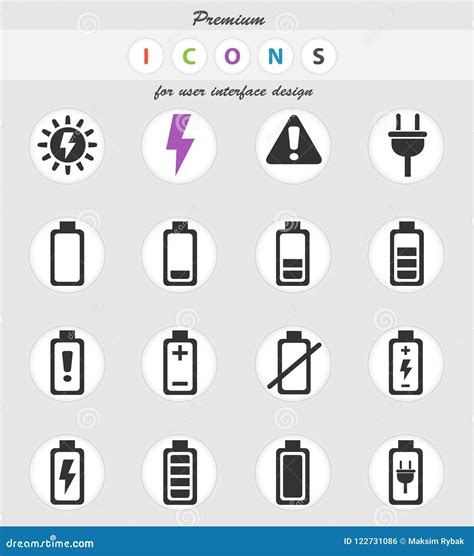 Battery Icon Set Stock Vector Illustration Of Collection 122731086