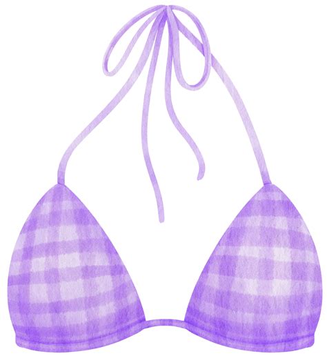 Purple Checkered Pattern Two Piece Bikini Swimsuits Watercolor Style For Decorative Element