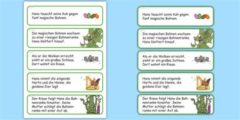 Jack And The Beanstalk Story Sequencing Cut And Stick Activity German